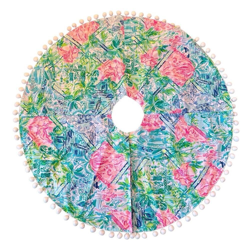 Lilly Pulitzer bohemian dream Christmas tree skirt tassel